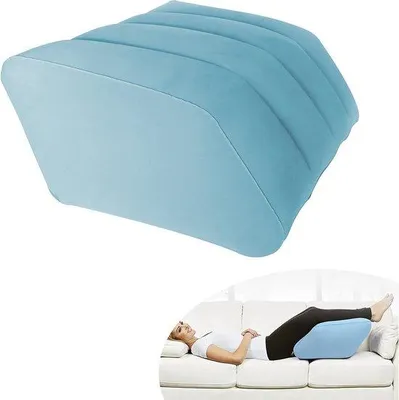 Obrázek produktu pro Unyqoos® Nafukovací polštář pod nohy, modrý – s flísoвым potahem a zesíleným PVC, přenosná podložka pod nohy pro lepší prokrvení u těhotných žen a sportovců