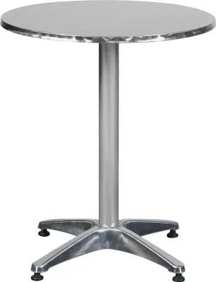 Zdjęcie produktu dla Akur stolik kawowy bistro i balkon, Ø60 cm z regulacją wysokości, wygląd aluminium.