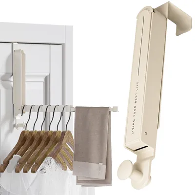 Imagen del producto de Armario plegable para puerta, de metal, 34 cm, extensible, para 6 perchas, con ganchos para puerta
