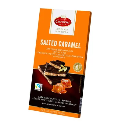 Produktbild von Carstens Zartbitterschokolade Salted Caramel Edelmarzipan 140g