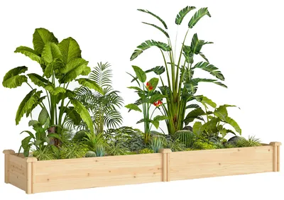 Produktbild von Outsunny Hochbeet Holz, Pflanzbeet mit Trennwand Offenem Boden, Frühbeet