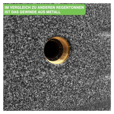 Produktbild von Regentonne 290 Liter mit Metallgewinde und Deckel - Frostsicheres Regenfass aus Kunststoff - Regenwassertank für den Garten