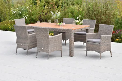 Obrázek produktu pro 13dílná souprava Merxx "Teneriffa", 6 křesel včetně sedáků, 1 stůl 180 x 100 cm, hliník/plastové proutí