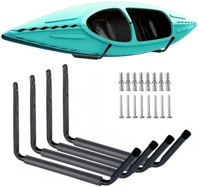 Produktbild von Leichtes 4-teiliges Kajakrekzeug mit Wandhaken, geeignet für Kajaks, Paddelbretter, Surfbretter, Skier und Leitern.