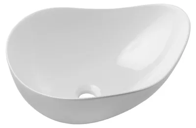 Produktbild von Asymmetrisches Aufsatzwaschbecken 51x39 cm in glänzender weißer Keramik