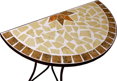 Obrázok produktu pre Polkruhový stolík AMARILLO - 60 x 30 cm - mozaikový záhradný kvetinový stolík