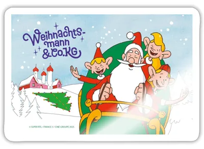 Produktbild von Spreadshirt Weihnachtsmann & Co. KG Schlittenabenteuer Sticker Aufkleber, 10 x 10 cm, Weiß glänzend