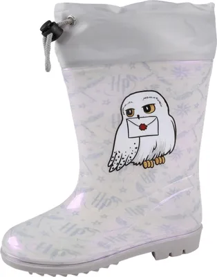 Produktbild von Harry Potter Hedwig Regenstiefel für Kinder, mit Strickbündchen, grau, Holo-Effekt 29/30 EU