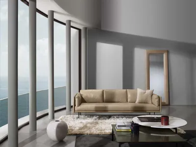 Produktbild von Luxus Dreisitzer Prianera Couch Relax Polster Möbel Beige Couchen Sofas Leder