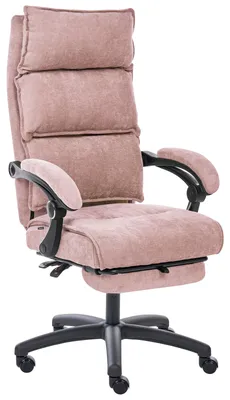 Produktbild von BELIANI Bürostuhl Pastellrosa Chenille Höhenverstellbar Drehbar mit Fußstütze Gepolsterte Armlehnen Verstellbare Kopfstütze Neigbare Rückenlehne