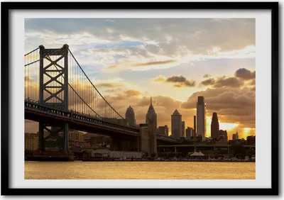 Produktbild von Bild - Bilder - Bilderrahmen - 70 cm x 50 cm - MDF-Rahmen, Wandkunst Brücke Philadelphia