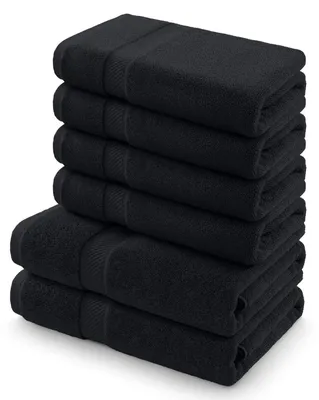 Immagine prodotto di Set di 6 asciugamani – 100% cotone, morbidi e assorbenti, colore nero