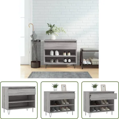 Produktbild von The Living Store Schuhregal Grau Sonoma 70x36x60 cm Holzwerkstoff