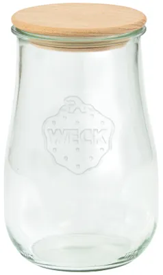 Produktbild von WECK Gläser Rundrandglas Tulpenform #739 4 Stück, 2500 ml, mit Holzdeckel