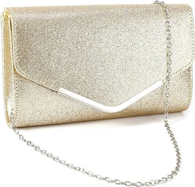 Produktbild von Unyqoos® Glitzer-Envelope Abendtasche Damen – elegante Schultertasche mit Kette, Handtasche für Hochzeit, Party & Alltag