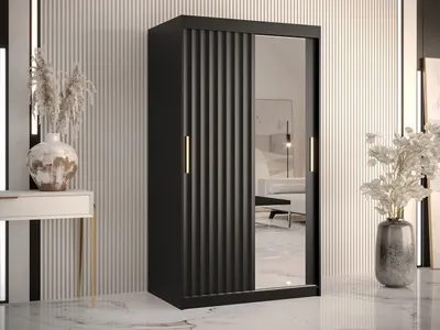 Obrázok produktu pre Zrkadlová šatníková skriňa 100 cm LUNIVE 2 - čierna