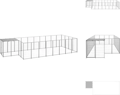 Produktbild von vidaXL Hundezwinger Silbern 10,89 m² Stahl -  Hundezwinger & -ausläufe
