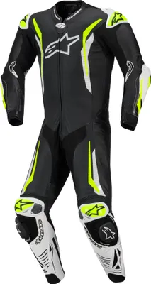 Zdjęcie produktu dla Alpinestars GP Tech V5 perforowany 1-częściowy skórzany kombinezon motocyklowy, czarny/biały/niebiesko-żółty, 46