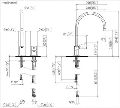 Zdjęcie produktu dla Dornbracht 32816888-93 Bateria 2-otworowa. TARA 32816888 Chrom