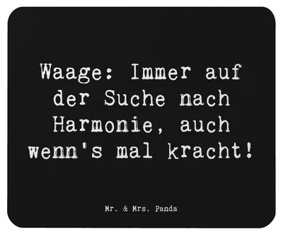 Produktbild von Mr. & Mrs. Panda Mauspad Spruch Waagen Harmonie - Schwarz - Geschenk, Sternzeichen, computer mousepad, Geschenke Astrologie, Tierkreiszeichen, laptop, Fairness, Ästhetik