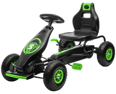 Zdjęcie produktu dla Gokart dla dzieci - Gokart napędzany pedałami | Kolor: Zielony + Czarny | Wymiary: 58 x 121 x 61 cm