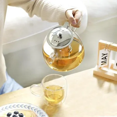 Image de Mug isotherme de 1 500 ml en verre borosilicaté avec infuseur en acier inoxydable