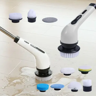 Produktbild von Reinigungsbürsten, Set, Akku-Reinigungsbürste, mit 9 Bürstenköpfen, 2000mAh, USB-Aufladung, ausziehbarer Griff