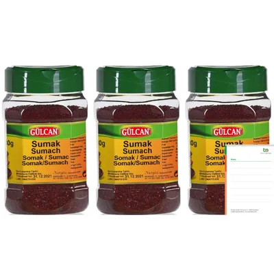 Produktbild von Gülcan Sumak, 3 x 180g - , Natürlich Getrocknet + Notizblock