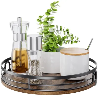 Image de Organisateur rotatif en bois, rond, de 27,9 cm, pour cuisine, placard, garde-manger, salle de bain