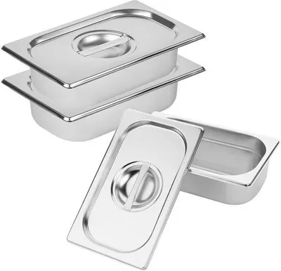 Immagine prodotto di Set di contenitori GN in acciaio inossidabile, 3 pezzi, 1/3, con coperchio, inossidabile, per la cucina