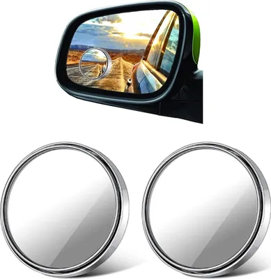 Produktbild von 2 Stück Toter-Winkel-Spiegel, Runder, Rahmenloser, 360 °Drehbarer, Verstellbarer HD-Glas-Spiegel, Konvex, für Autos, LKWs, SUVs, Verkehrssicherheit