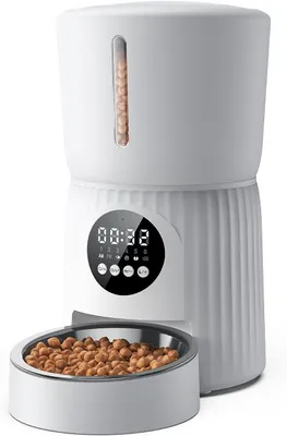 Productafbeelding van Voederautomaat voor katten en kleine honden - 4 l - met timer en spraakopname - USB of batterij
