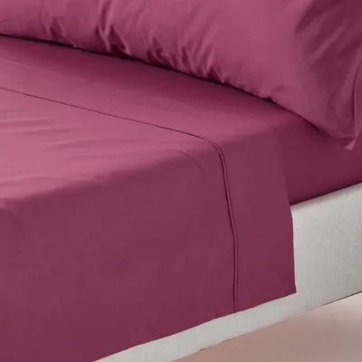 Produktbild von HOMESCAPES Bettlaken ohne Gummizug bordeaux, Fadendichte 200, 178 x 255 cm