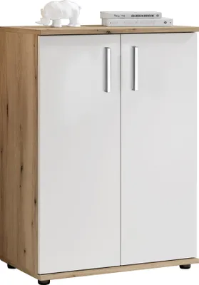 Produktbild von Kommode >BC 1040< 2 Türen, 1 Boden, eiche rustica Nachbildung / weiß - 60x83x35cm (BxHxT)
