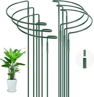 Produktbild von Famanu Pflanzenstützen 6 Stück 25 * 40 cm - Halbrunde Metallhalter für Gemüse und Blumen