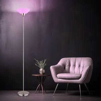 Produktbild von RGB LED Stehleuchte, Glas opal, nickel matt, H 180 cm