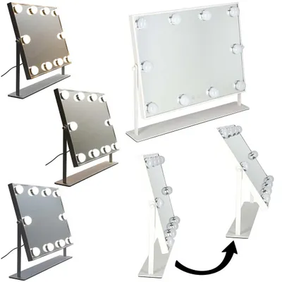 Image de Miroir de maquillage LED avec 10 ampoules, éclairage cosmétique, 3 types de couleurs