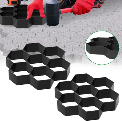 Obrázek produktu pro XMTECH DIY betonová forma sada 2, 7 komorová forma na dlažbu, forma na bednění chodníků, opakovaně použitelná forma na odlévání betonu pro chodník, zahrada, dvůr, terasa, bazén, model E