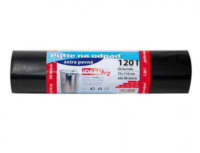 Obrázek produktu pro Pytel na odpad EXTRA PEVNÝ černý 70x110cm 120l 50 mic 25ks