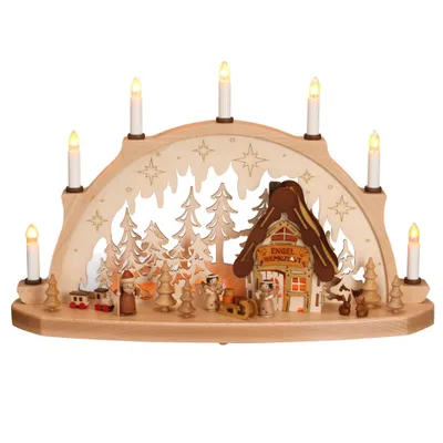 Obrázek produktu pro Svíčkový oblouk andělská dílna s kostelním el. osvětlením ŠxVxH 53x33x14cm NOVINKA