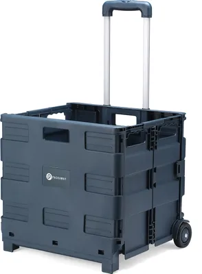 Produktbild von Packaway XL Faltbarer Einkaufstrolley mit Rollen - Einkaufskorb - Aufbewahrungsbox - Einkaufswagen - Faltkorb - 50 Liter - Blau