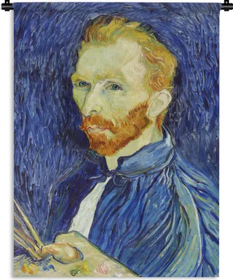 Produktbild von MuchoWow® Wandteppich Wandbehang Selbstporträt - Vincent van Gogh 90x120 cm Tapisserie Dekoration Wandtuch - Wanddeko