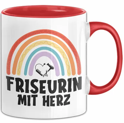Produktbild von Friseurin Tasse Geschenk Friseurin Mit Herz Frisörin Geschenkidee (Rot)