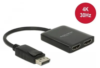 Productafbeelding van Delock DisplayPort 1.2 splitter, 1 x DisplayPort ingang > 2 x HDMI uitgang, 4K bij 30 Hz