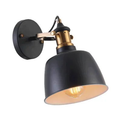 Produktbild von Wandleuchte FAMOSA 1xE27/40W mattschwarz-Antik Messing-weiss L: 18cm B: 23cm H: 24cm dimmbar