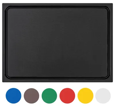 Produktbild von Schneidebrett Kunststoff Schneideunterlage - HDPE 500 - 35 x 25 x 2 cm - Schwarz - Mit Saftrille