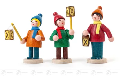 Produktbild von Miniatur Laternenkinder farbig lasiert (3)  Höhe ca 6 cm NEU