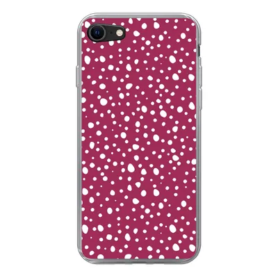 Produktbild von MuchoWow® Handyhülle Schutzhülle Hülle für iPhone 8 Tupfen - Rot - Weiß Silikon Softcase Handy Hülle - Schutzhaube