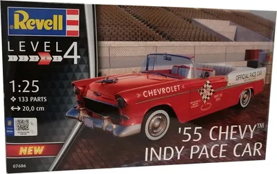 Produktbild von Revell 07686 Modellbausatz Auto '55 CHEVY Indy Pace Car im Maßstab 1:25, Level 4