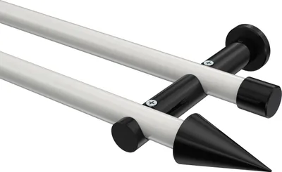 Produktbild von Interdeco Gardinenstange / Vorhangstange Weiß / Schwarz, Typ Platon Savio (Kegel) ohne Ringe, 20 mm Ø 2-läufig, 440 cm